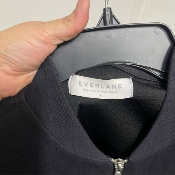 Everlane Street Fleece Bomber Jacket ScubaZip Up Pockets in Midnight Size S - Picture 10 of 11